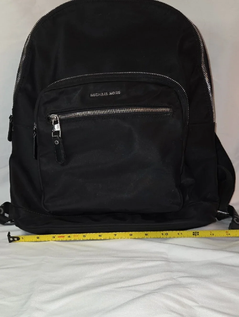 Michael Kors Black Nylon Men's Backpack with Silver Hardware